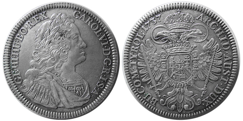 AUSTRIA, Vienna. Charles VI (1711-1740). Silver Thaler (28.59 gm; 42 mm). Tyrol ...