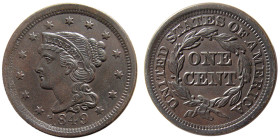 UNITED STATES; Early Classic Large Cent. 1849. R-1.