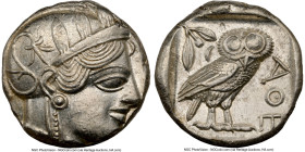 ATTICA. Athens. Ca. 440-404 BC. AR tetradrachm (23mm, 17.21 gm, 1h). NGC MS 4/5 - 4/5. Mid-mass coinage issue. Head of Athena right, wearing earring, ...