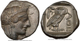 ATTICA. Athens. Ca. 440-404 BC. AR tetradrachm (26mm, 17.07 gm, 10h). NGC Choice AU 4/5 - 2/5. Mid-mass coinage issue. Head of Athena right, wearing e...