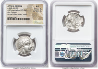 ATTICA. Athens. Ca. 440-404 BC. AR tetradrachm (25mm, 17.20 gm, 4h). NGC AU 5/5 - 5/5. Mid-mass coinage issue. Head of Athena right, wearing earring, ...