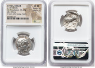ATTICA. Athens. Ca. 440-404 BC. AR tetradrachm (25mm, 17.17 gm, 7h). NGC Choice XF 5/5 - 5/5. Mid-mass coinage issue. Head of Athena right, wearing ea...