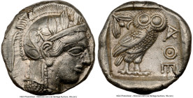 ATTICA. Athens. Ca. 440-404 BC. AR tetradrachm (24mm, 17.18 gm, 10h). NGC Choice XF 5/5 - 4/5. Mid-mass coinage issue. Head of Athena right, wearing e...