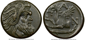 CIMMERIAN BOSPORUS. Panticapaeum. Ca. 4th century BC. AE (22mm, 8.08 gm, 11h). NGC Choice XF 5/5 - 4/5, Fine Style. Head of bearded Pan right / Π-A-N,...