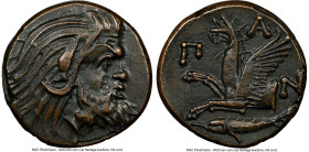 CIMMERIAN BOSPORUS. Panticapaeum. Ca. 4th century BC. AE (21mm, 6.98 gm, 12h). NGC Choice XF 4/5 - 4/5. Head of bearded Pan right / Π-A-N, forepart of...