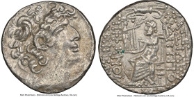 SELEUCID KINGDOM. Philip I Philadelphus (ca. 95/4-76/5 BC). AR tetradrachm (26mm, 15.54 gm, 1h). NGC Choice AU 5/5 - 2/5, scratch. Posthumous issue of...