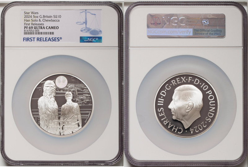 Charles III silver Proof "Han Solo & Chewbacca" 10 Pounds (5 oz) 2024 PR69 Ultra...