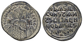 BASIL I THE MACEDONIAN with LEO VI and CONSTANTINE (867-886). Follis. Constantinople. ( 6.60 g. / 27.7 mm ).