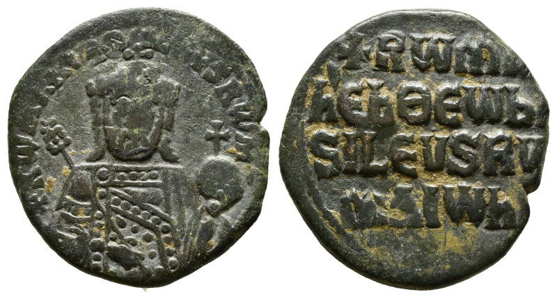 CONSTANTINE VII PORPHYROGENITUS with ROMANUS I (913-959). Follis. Constantinople...