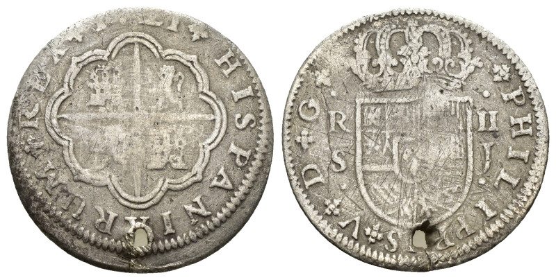 SPAIN. Philip V (1700-1746). 2 Reales (1721-SJ). Seville. ( 4.93 g. / 28. 0 mm )...