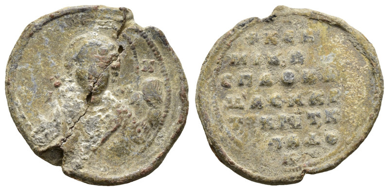 BYZANTINE LEAD SEALS. Theodoros (Circa 11th century). ( 6.35 g. / 25.9 mm ).