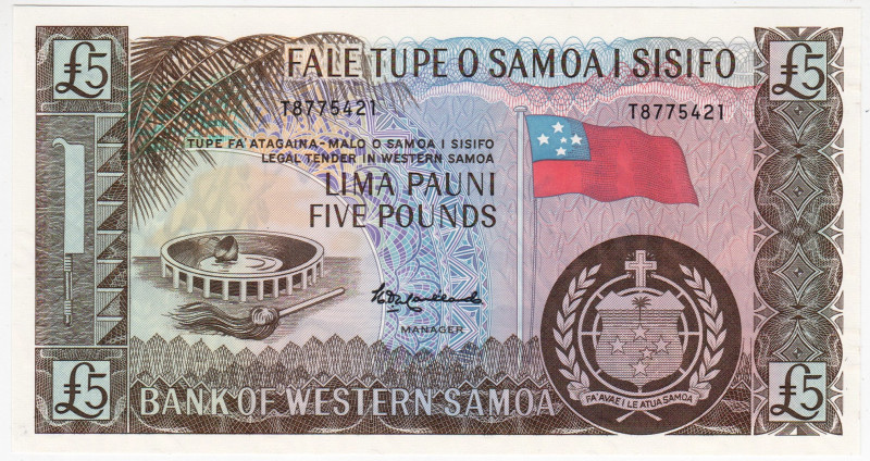 Western Samoa 5 Pounds 2020 (ND)

P# 15, N# 215578; # T 8775421; Modern reprin...