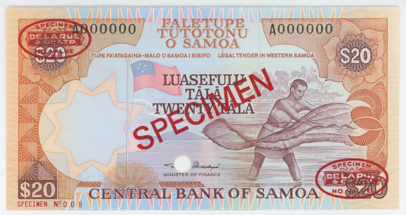 Western Samoa 20 Tala 2002 Specimen

P# 35s, # A 000000 008; UNC