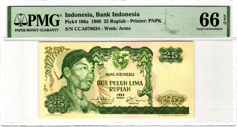 Indonesia 25 Rupiah 1968 PMG 66 EPQ Gem Uncirculated

P# 106a, N# 204454; # CC...