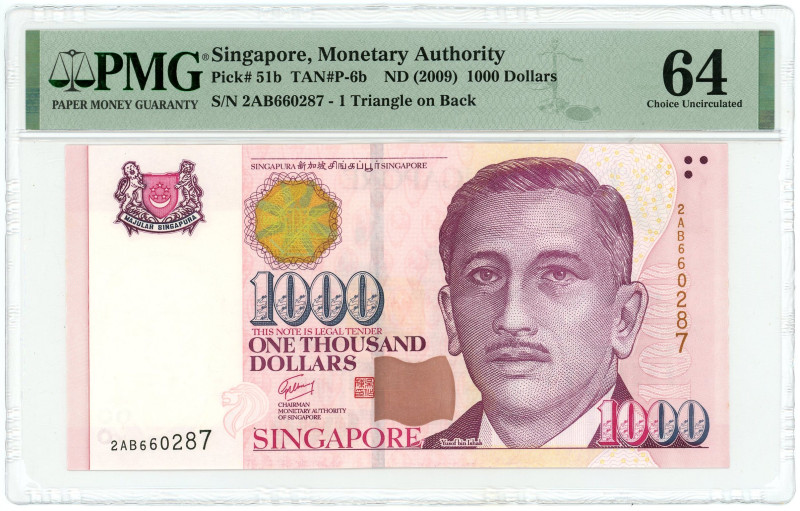 Singapore 1000 Dollars 2009 (ND) PMG 64 Choice Uncirculated

P# 51b, N# 229025...