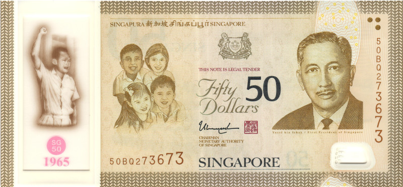 Singapore 50 Dollars 2015 Commemorative Note

P# 61a, N# 224458; # BQ 50 27367...