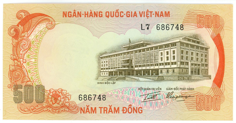 Vietnam South 500 Dong 1972 (ND)

P# 33, N# 202939; # L7 686748; UNC