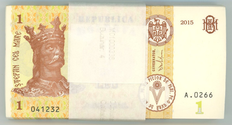 Moldova 100 x 1 Lei 2015 Bundle

P# 21, N# 206675; # A.0266; UNC