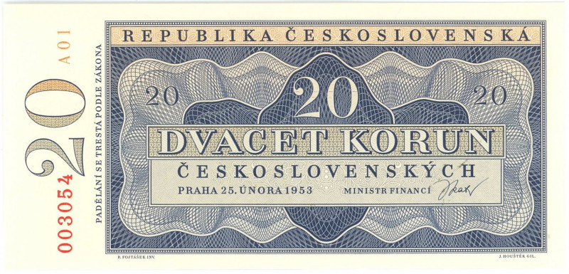 Czech Republic 20 Korun 1953 Unissued Note

# A 01 003054; With Original Packa...