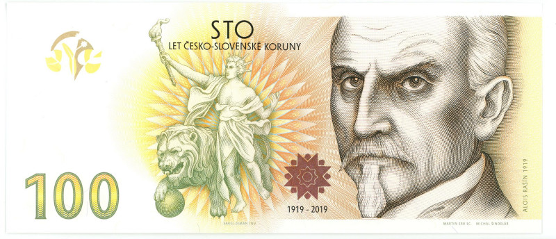 Czech Republic 100 Korun 2019 - 2020 "100th Anniversary of the Czechoslovak Crow...