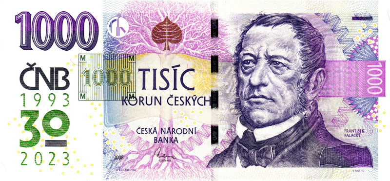 Czech Republic 1000 Korun 2023 - 2008 Commemorative 30 Years of Czech Currency
...