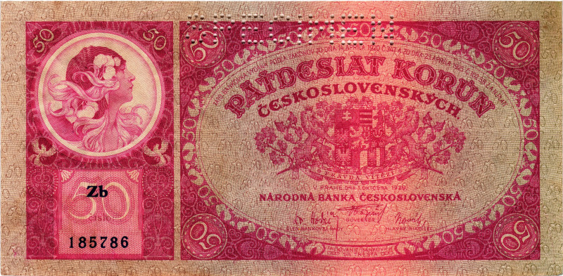 Czechoslovakia 50 Korun 1929 Specimen

P# 22s, N# 285771; # Zb 185786; Perfora...