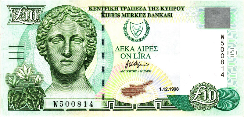 Cyprus 10 Pounds 1998

P# 62b, N# 206041; # W 500814; VF+