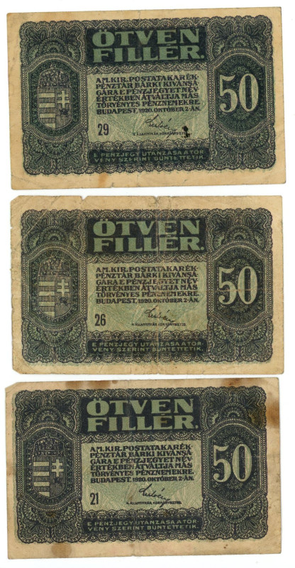 Hungary 3 x 50 Filler 1920

P# 44, N# 216644; F-VF