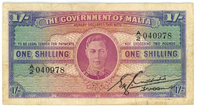 Malta 1 Shilling 1943 (ND)

P# 16, N# 201969; # A/2 040978; VF