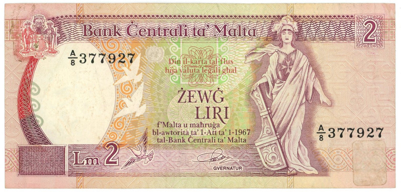 Malta 2 Lira 1989

P# 41, # A/8 377927; XF