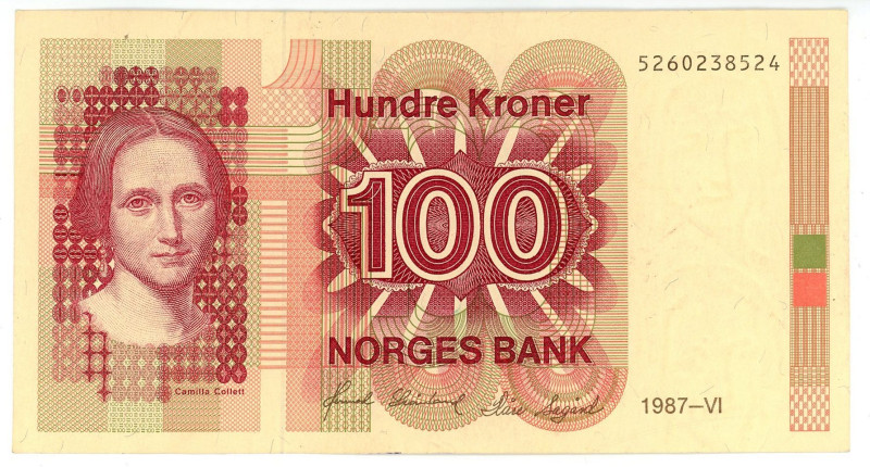 Norway 100 Kroner 1987

P# 43c, N# 209734; # 5260238524; XF+