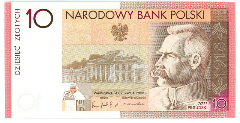 Poland 10 Zlotych 2008 Commemorative Note

P# 179, N# 202956; # ON 0032293; 90...