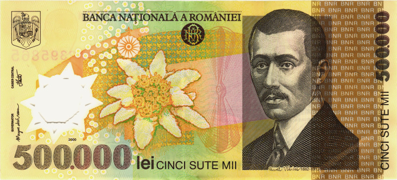 Romania 500000 Lei 2000

P# 115a, N# 202786; # A 008 2395865; VF+