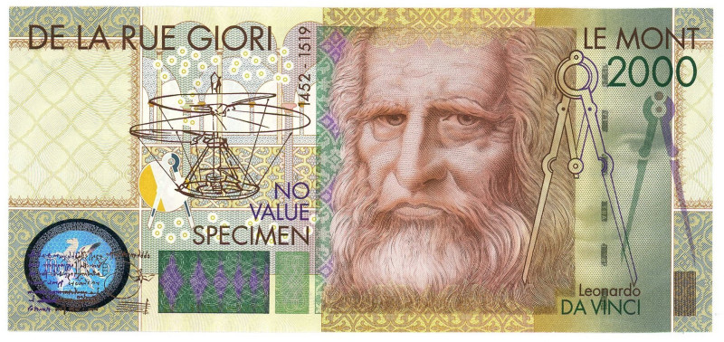 Great Britain De La Rue Giori - Leonardo da Vinci 2000 Specimen

N# 379898; # ...