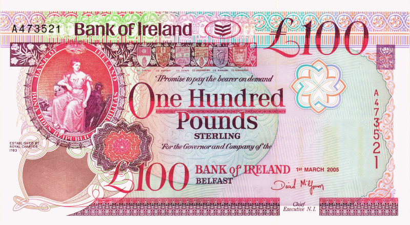 Ireland 100 Pounds Sterling 2005

P# 82, N# 222498; # A 473521; UNC