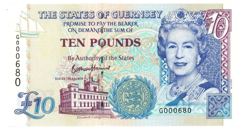 Guernsey 10 Pounds 1995 - 2015 (ND)

P# 57d, N# 211069; # G 000680; UNC