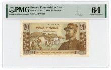 French Equatorial Africa 20 Francs 1947 (ND) PMG 64 Choice Uncirculated