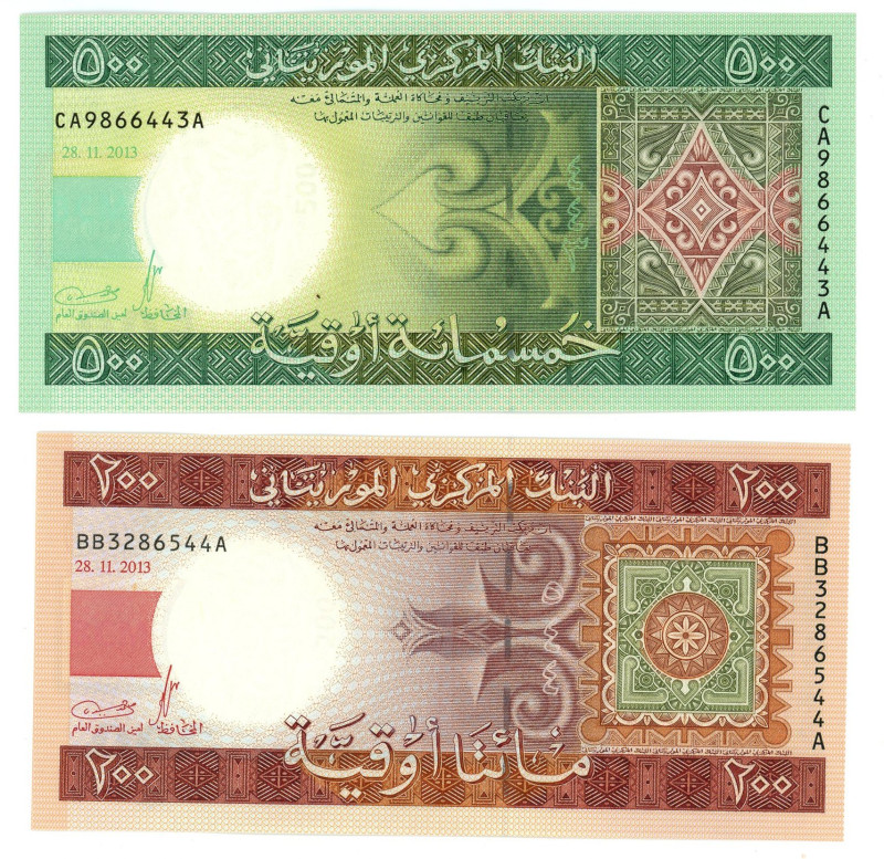 Mauritania 200 - 500 Ouguiya 2013

P# 17, 18, UNC