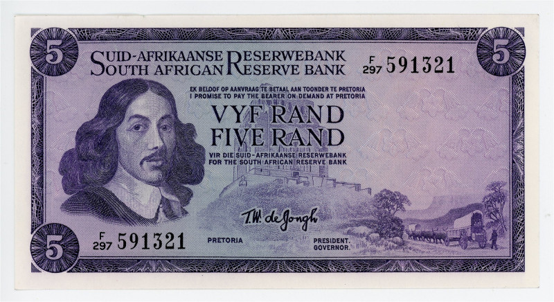 South Africa 5 Rand 1975 - 1976 (ND)

P# 112c, N# 201800; # F/297 591321; UNC