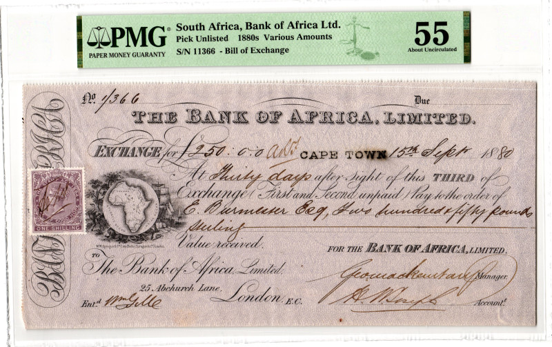 South Africa Bank of Africa Cape Town Bill of Exchange for £250 PMG 55 About UNC...