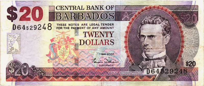 Barbados 20 Dollars 2007

P# 69a, N# 213564; # D 64529248; VF