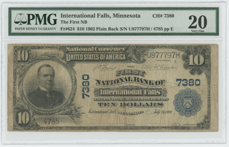 United States Minnesota 10 Dollars 1902 PMG 20 Very Fine

# U877797H / 4785 pp...