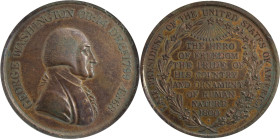1800 Hero of Freedom Medal. Musante GW-81, Baker-79BA. Copper. AU-55 (PCGS).