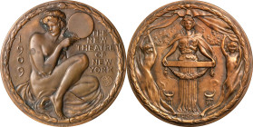 1909 New Theatre of New York Medal. Second Size. By Bela Lyon Pratt. Miller-25. Bronze. No. 35. Mint State.
From the Dick Johnson Collection.
From t...