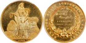 1870 New York State Agricultural Society Award Medal. By William Joseph Taylor. Harkness-Ny 392, Julian AM-61. Gold. Specimen-63 (PCGS).