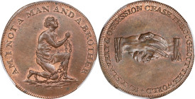 GREAT BRITAIN. Middlesex. Undated (1790s) Am I Not a Man and a Brother Political Token. D&H-1037. Copper. Lettered Edge. MS-66 BN (PCGS).