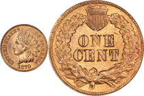 1870 Indian Cent. FS-901. Shallow N. MS-65 RD (PCGS).
PCGS# 2099. NGC ID: 227U.
PCGS Population: 40; 29 finer (MS-66+ RD finest).
