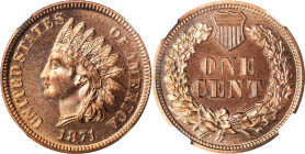 1871 Indian Cent. Proof-65 RD (NGC).
PCGS# 2302. NGC ID: 229P.
NGC Census: 15; 4 finer (Proof-66 RD finest).
