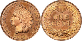 1887 Indian Cent. Proof-65 RD (PCGS).
PCGS# 2350. NGC ID: 22A9.
PCGS Population: 10; just four Proof-66 RD finer.