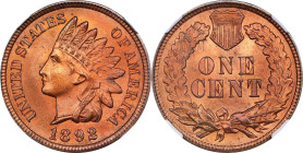 1892 Indian Cent. MS-66 RD (NGC).
PCGS# 2183. NGC ID: 228L.
NGC Census: 6; none finer.